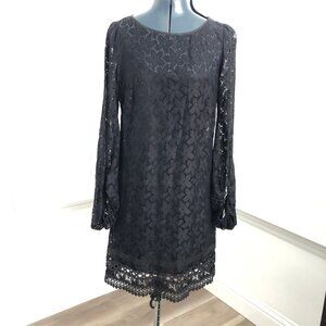 Laundry by Shelli Segal, Long Sleeve Black Sandollar Lace Dress Size 6